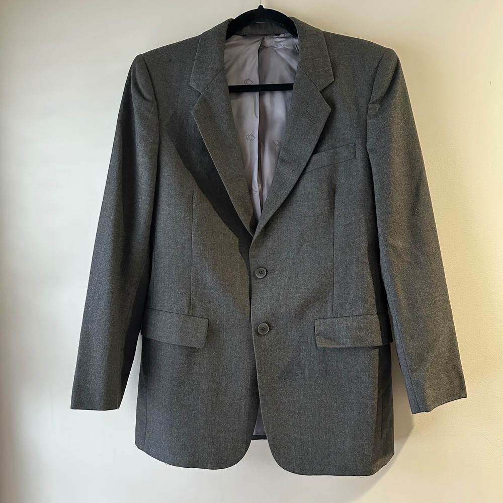 Vintage Christian Dior Monsieur Tailored 100% Pure Virgin Wool Blazer Men Gray
